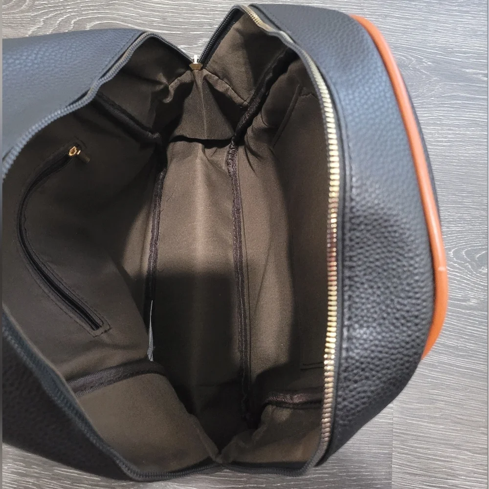 Large Color Block Black Backpack Purse
